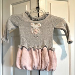 ADORABLE 🐭 TAHARI BABY Girls Dress Size 18 M / Dancing Mouse w Pink Puff Skirt